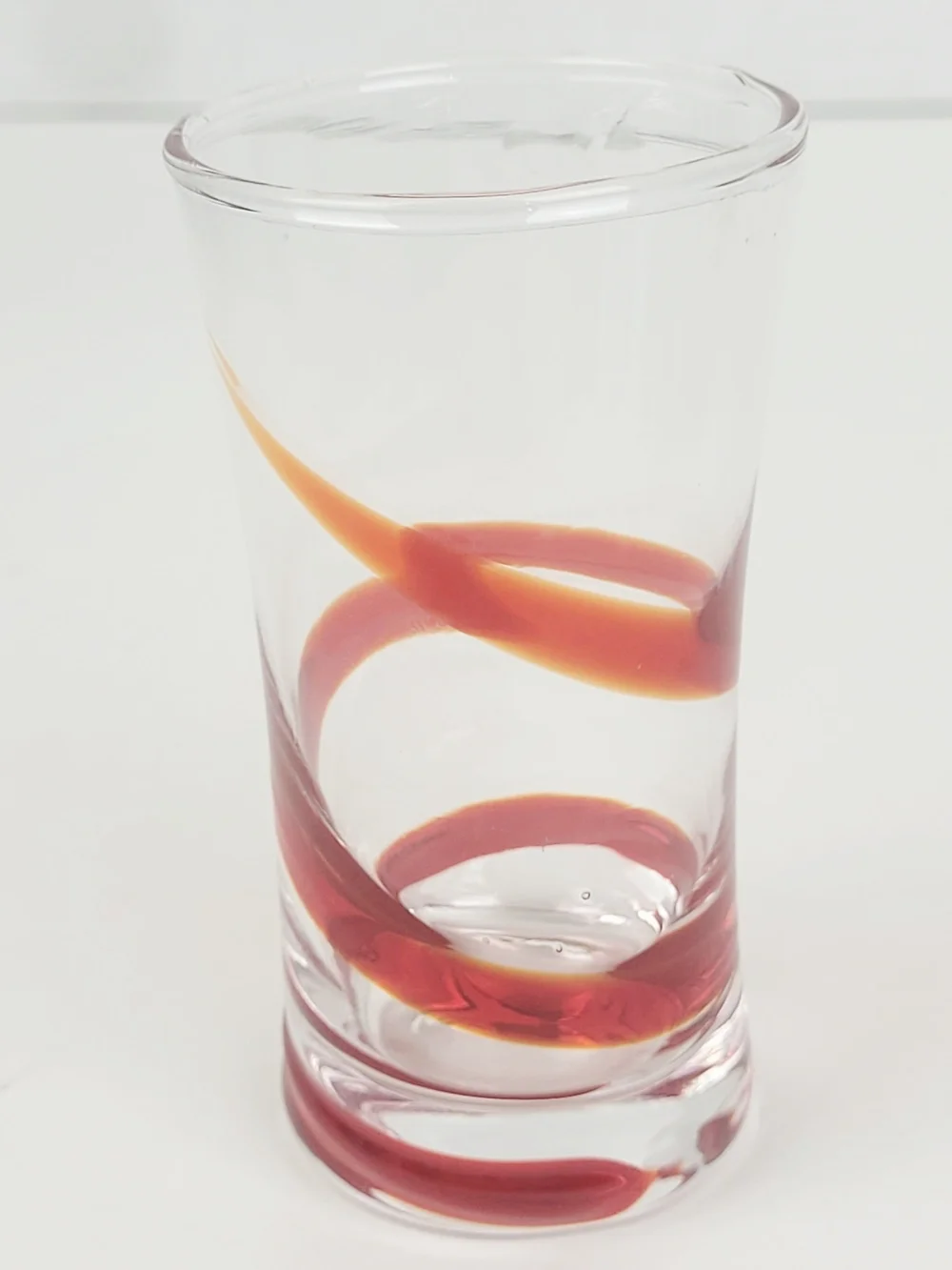 Pier 1 Red Swirline Shot Glasses~2 oz Clear Shooters~Retired~Set of 5~EUC